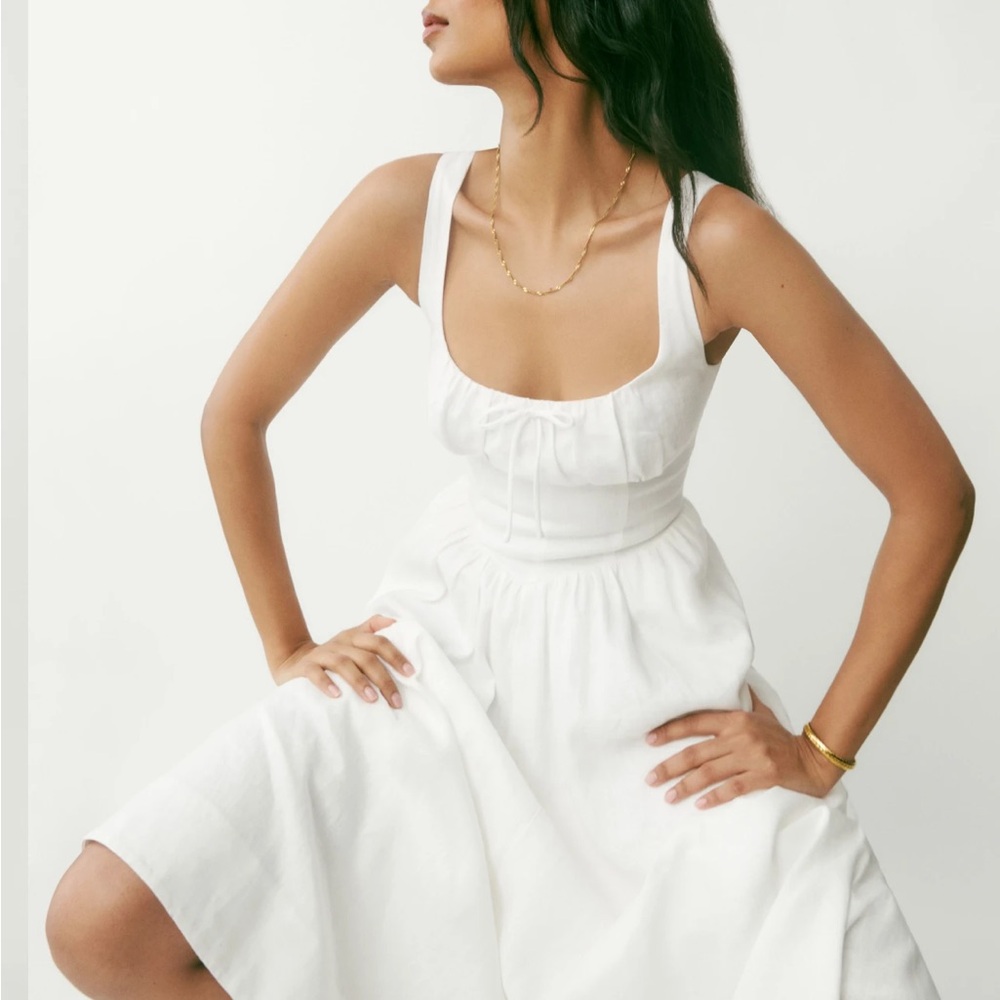 Reformation Balia Linen Dress White